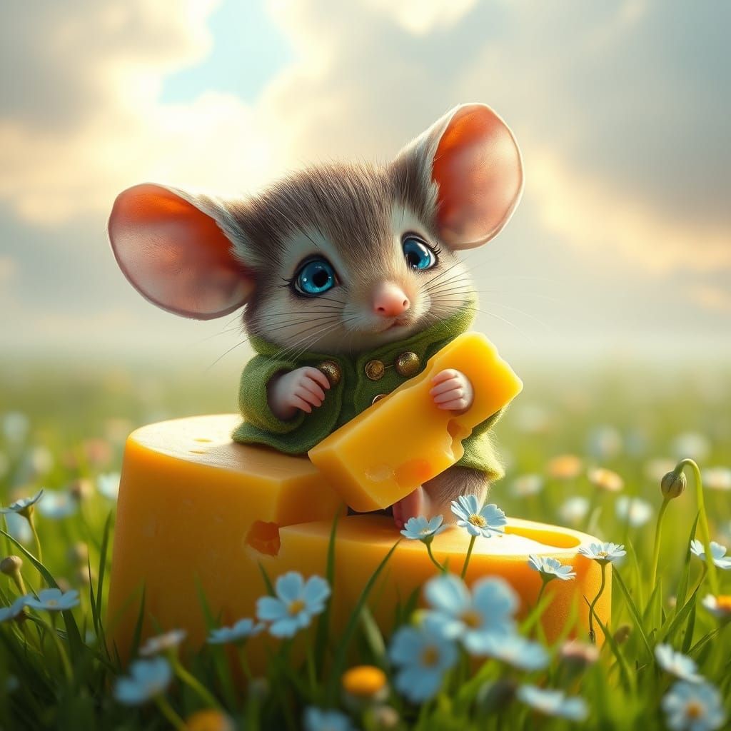 Whimsical Mouse in Fairytale Landscape