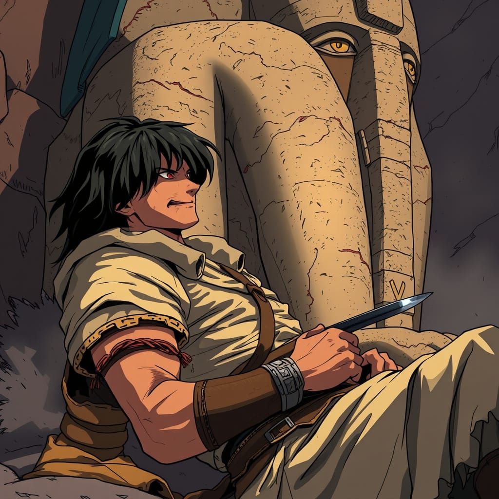 Egyptian Warrior Crashes Against Set's Statue, Crimson Eyes ...