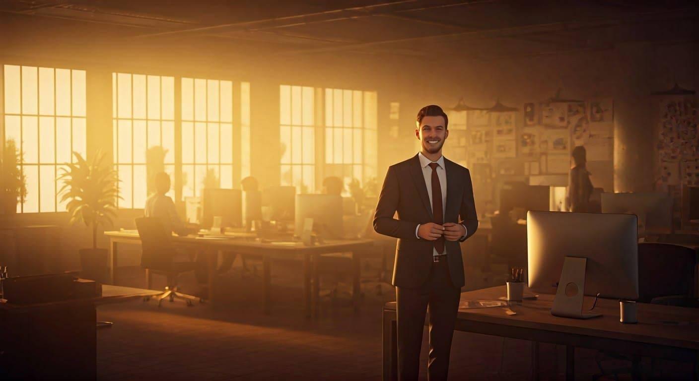 Ethereal Office Scene in Hyper-Detailed Style