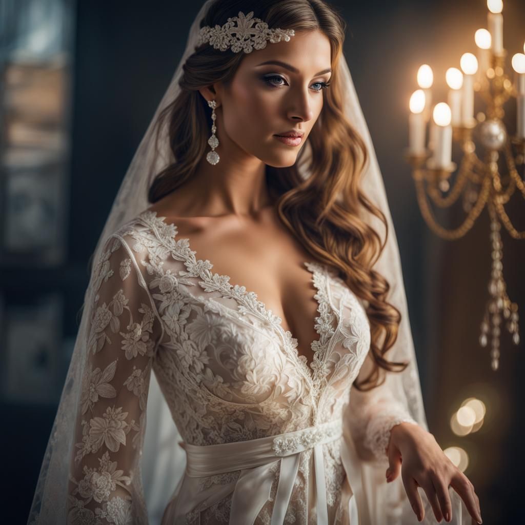 Bridal Portrait of Transgender Woman in Hyperrealism Style