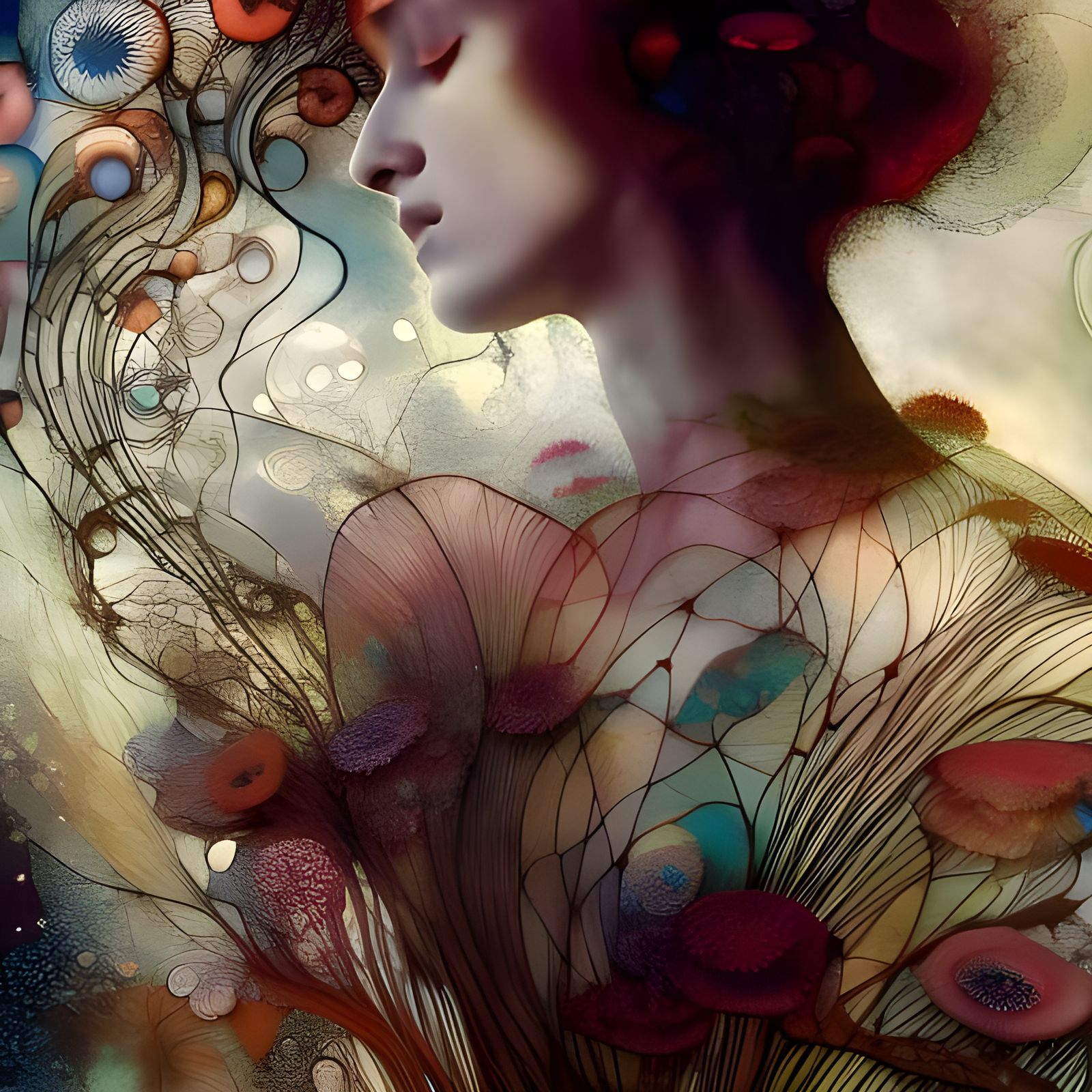 Ballerina's Floral Dream: A Mixed-Media Collage