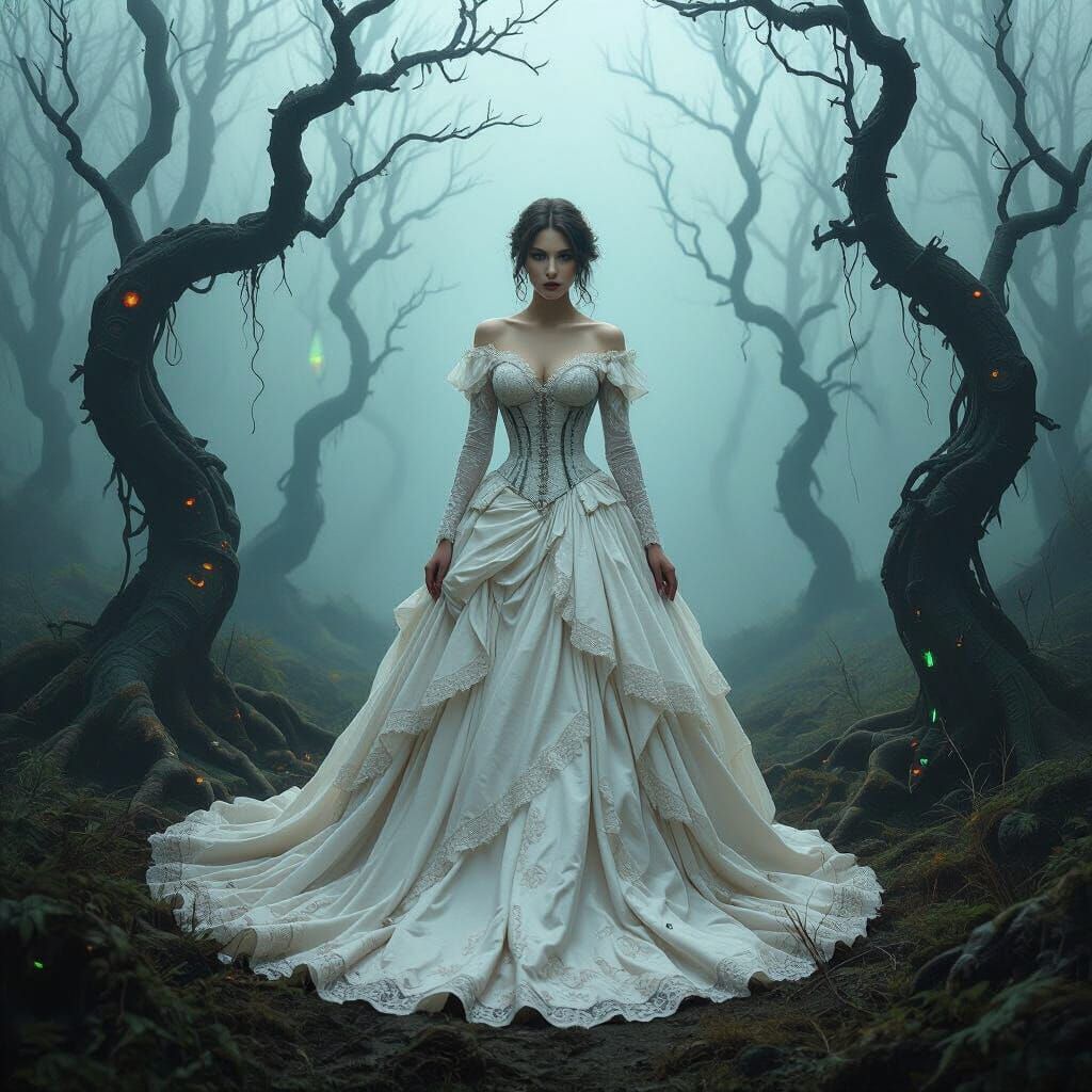 Eerie Forest Wedding in HR Giger Biomechanical Style
