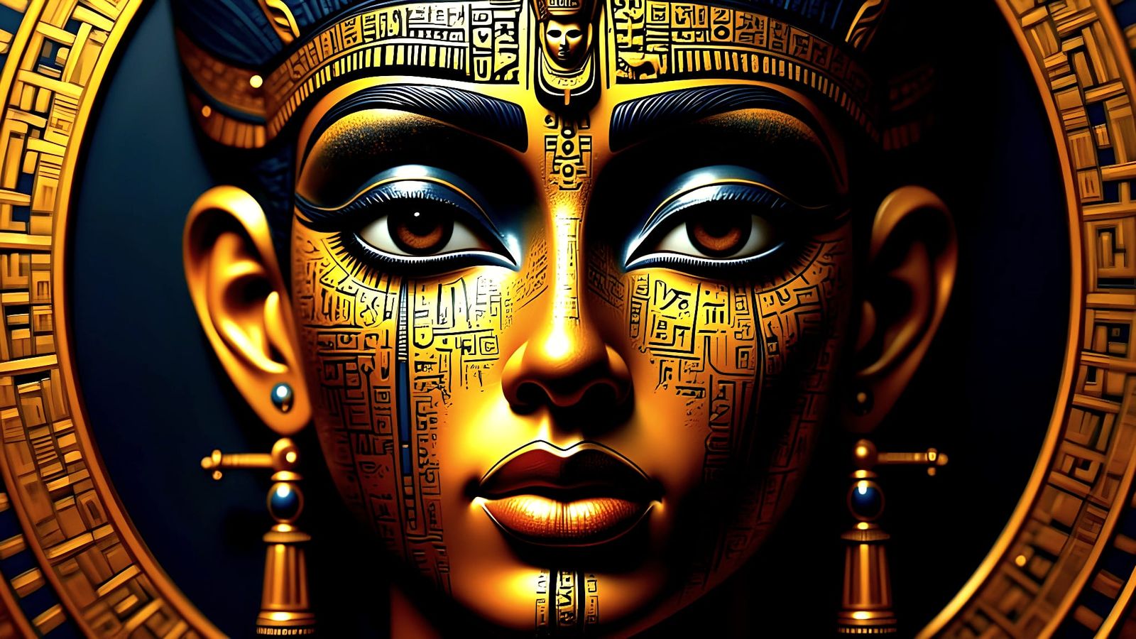 Ancient Egyptian Hieroglyph Face Portrait