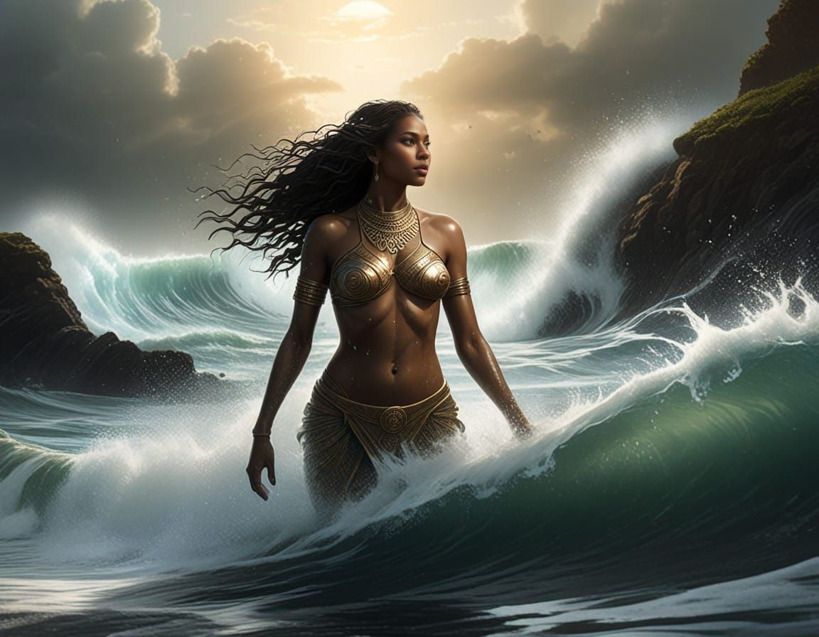 Beautiful woman in refreshing waves