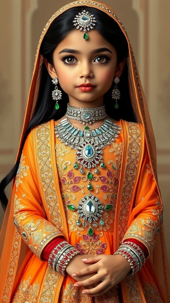 Exquisite Islamic Bridal Gown with Opulent Jewelry and Intri...