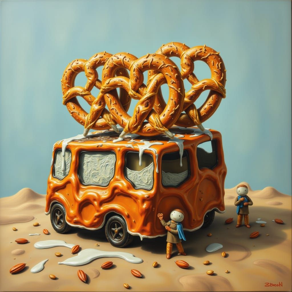 Futuristic Food Truck in Cyberpunk Cityscape