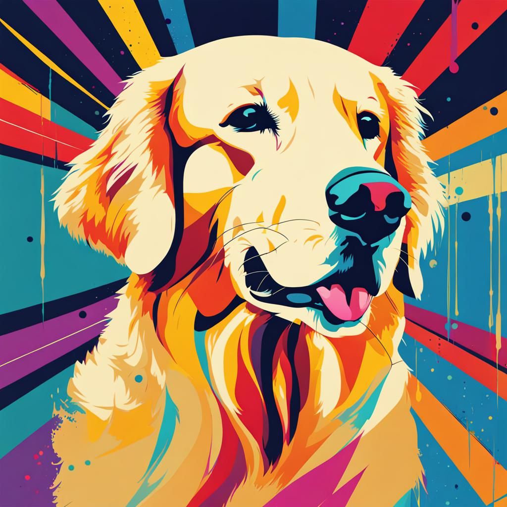 Golden Retriever in Pop Art Screen Print