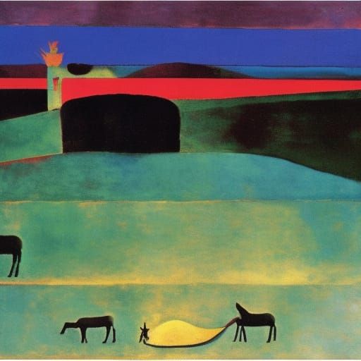 Surreal Scene with Clay Figures in Expressionist Style