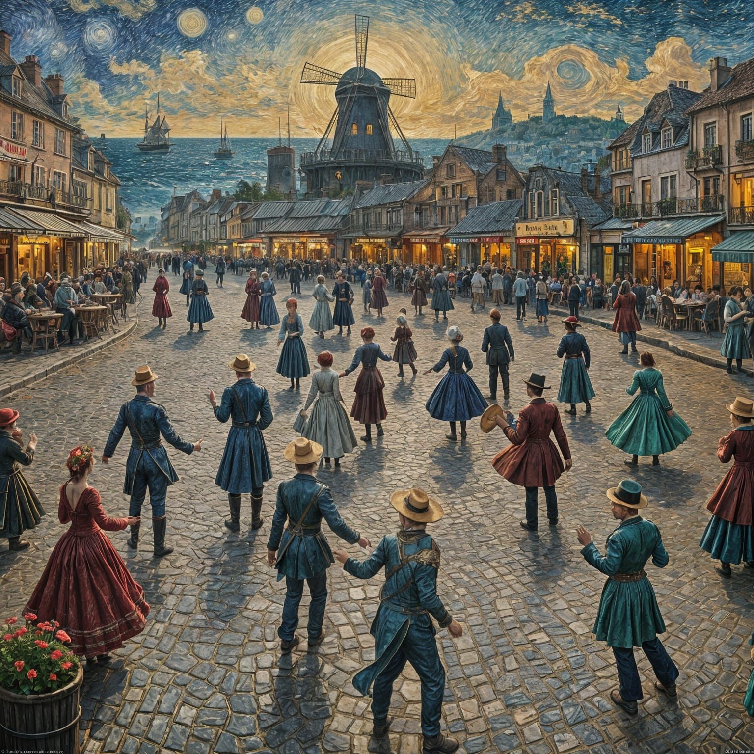 Moulin de la Galette Dance: Van Gogh-Inspired Mars Landscape