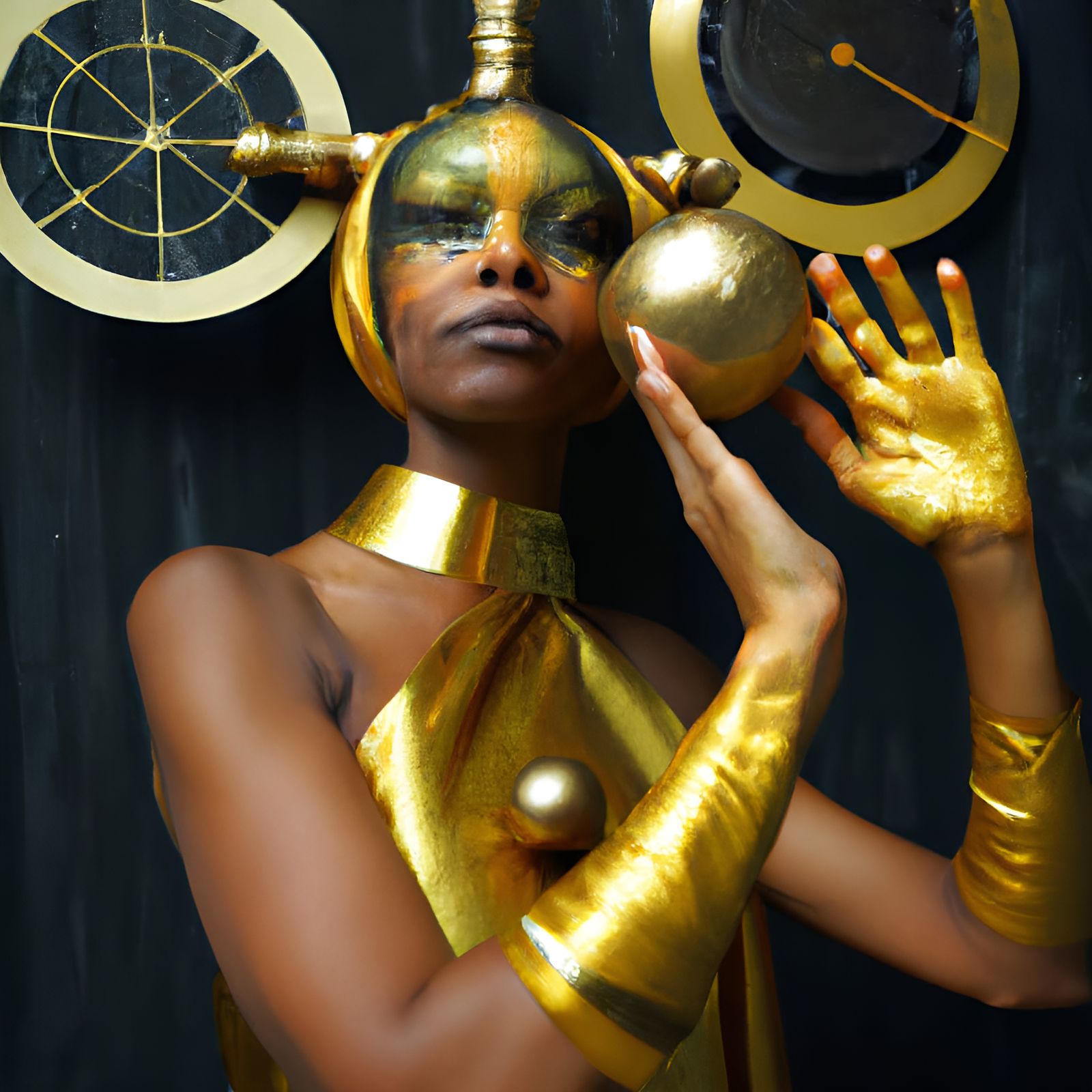 Afrofuturist Muse in Golden and Black