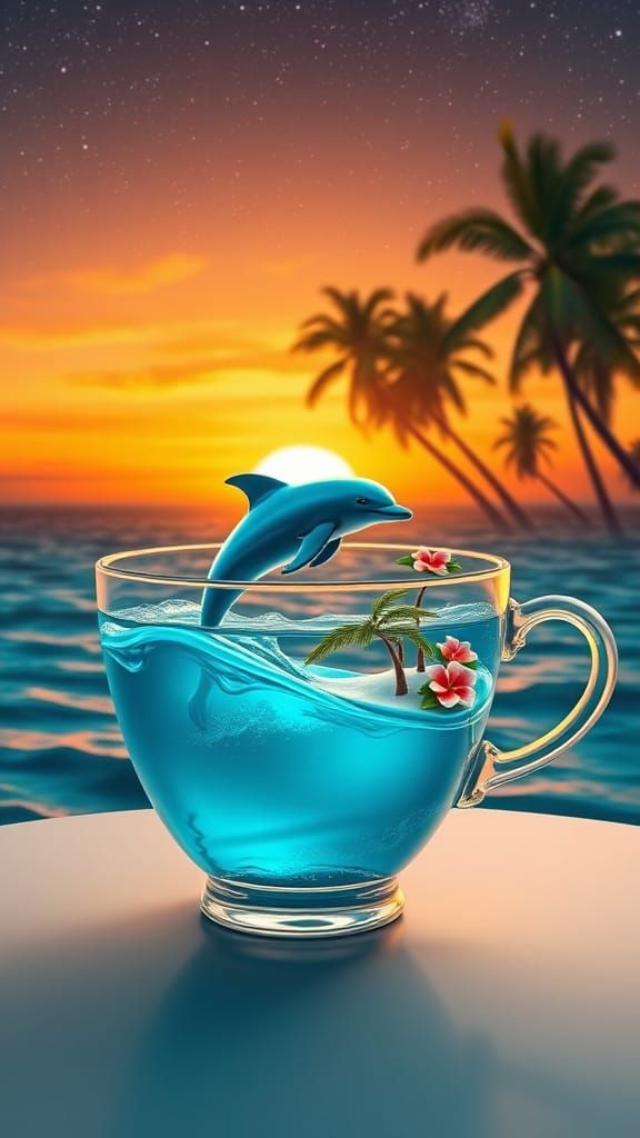 Teacup Ocean: Dolphin Leaps in 3D Biomechanical Style