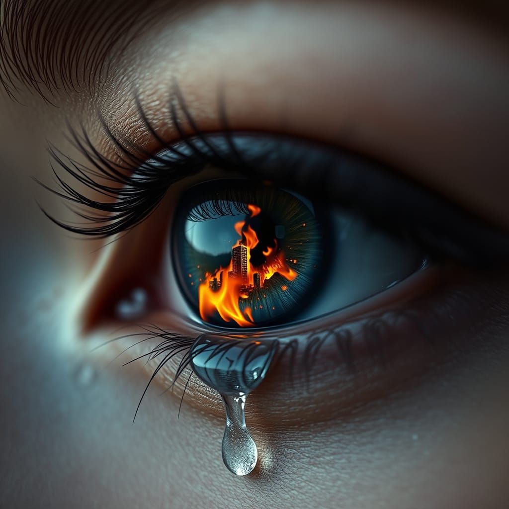 Hyper-Realistic Woman's Eye with Golden Brown Flecks and Bur...