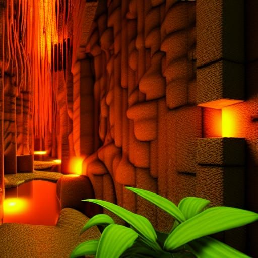 Glowing Plants Illuminate a Dark Dungeon