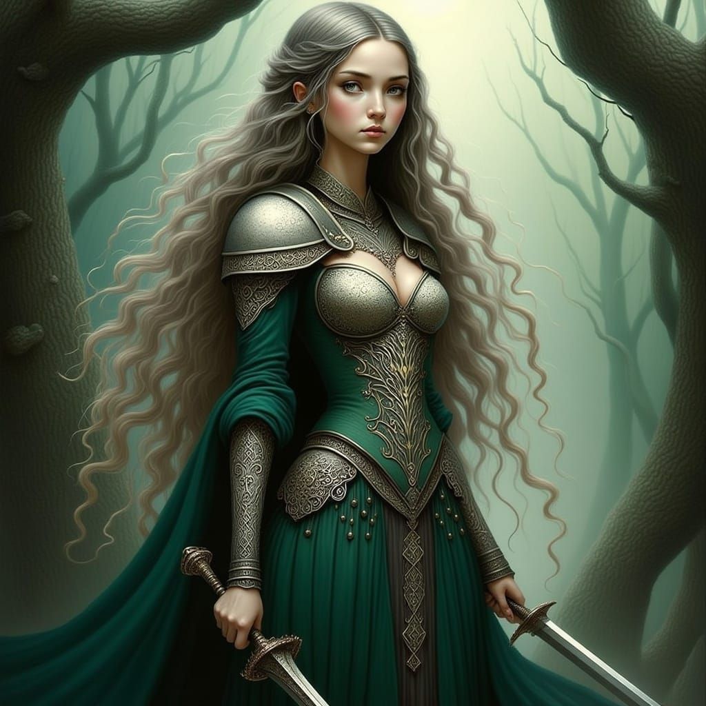 <lora:VICTORIA FLUX:1.0> beautiful Elf Celtic , ink comic, h...