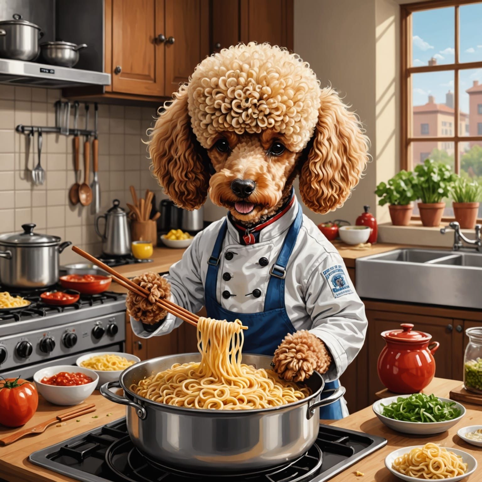 Poodle Masterpiece in Comic Illustration Style