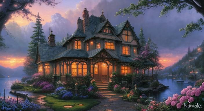 AI Image Inspired by Kinkade