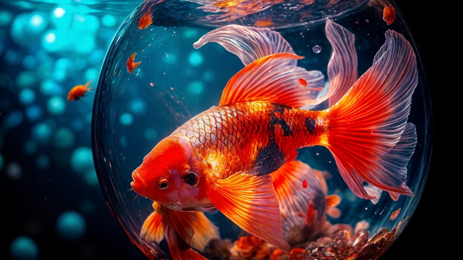 Biopunk Koi Fish in Ethereal Underwater Scene