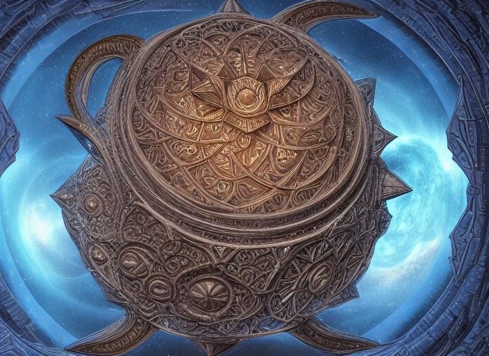 Fractal Spacecraft with Sacred Geometry Symbols