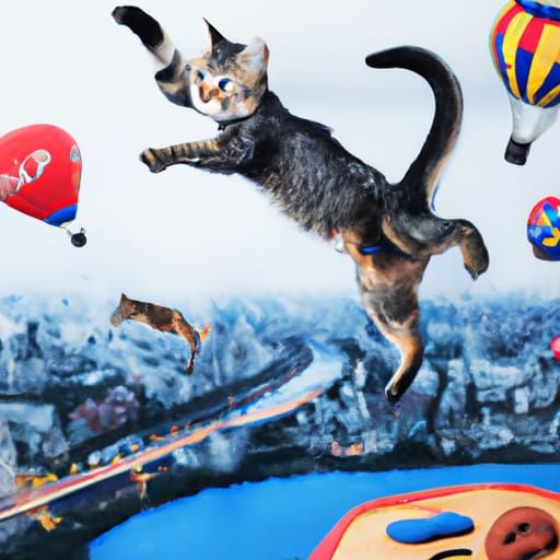 Surreal Cat Adventures: Cooking, Skydiving, and More