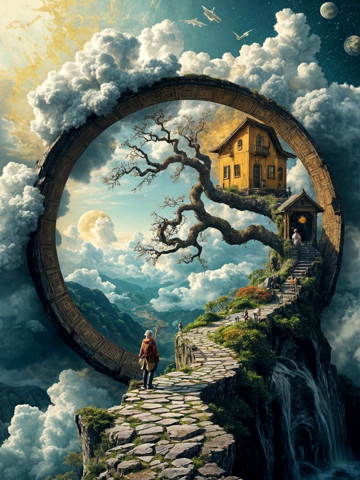 Ethereal Portal to Dreamscapes within Ancient Stargate