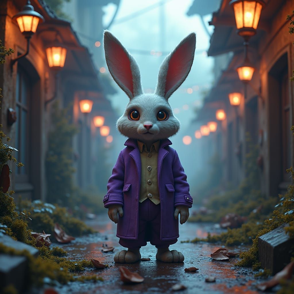 Bonnie the Bunny in Dilapidated Carnival Landscape