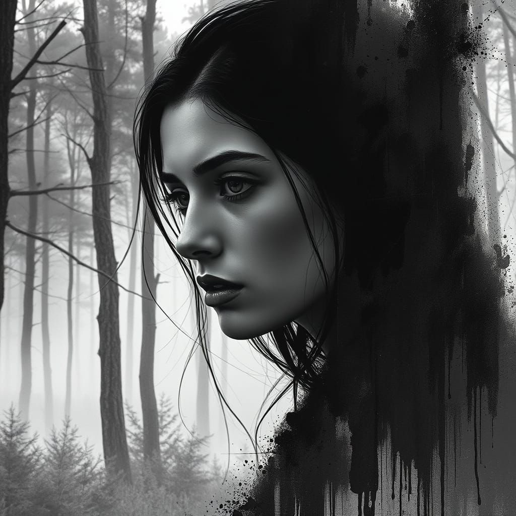 High-Contrast Black and White Portrait in Cinematic Style