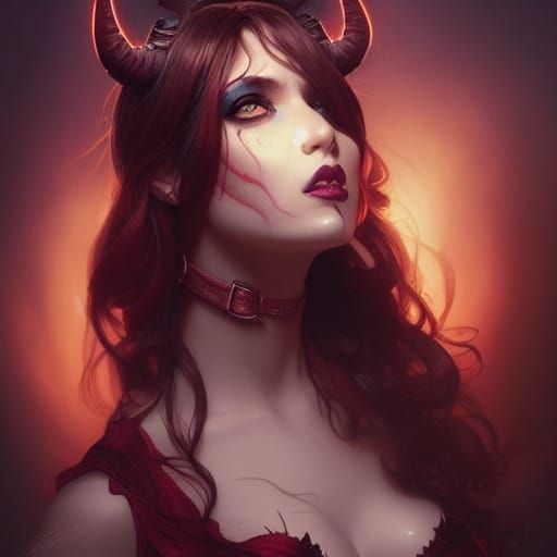 Demon Bartender Portrait in Hyperdetailed Digital Art