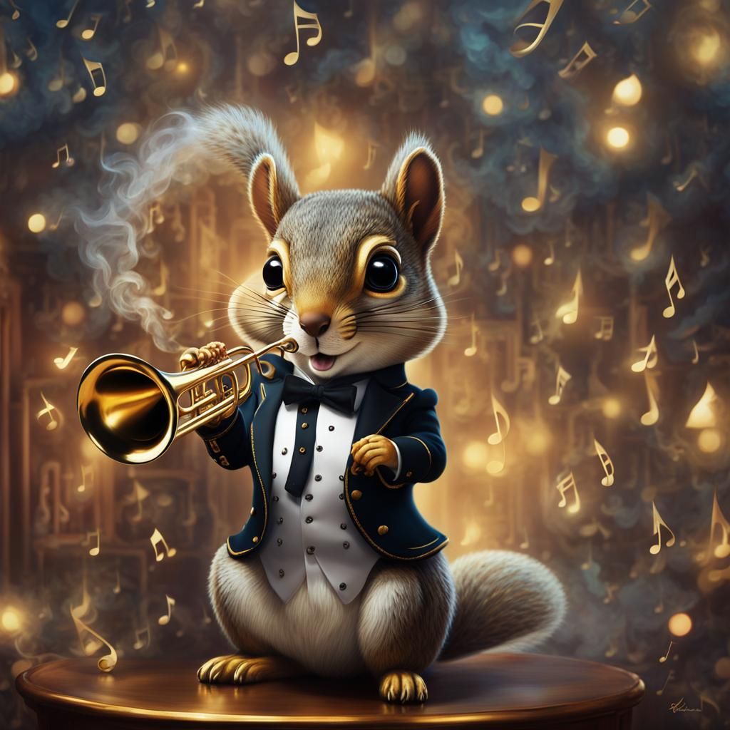 Squirrel Jazz Musician in Surreal Portrait