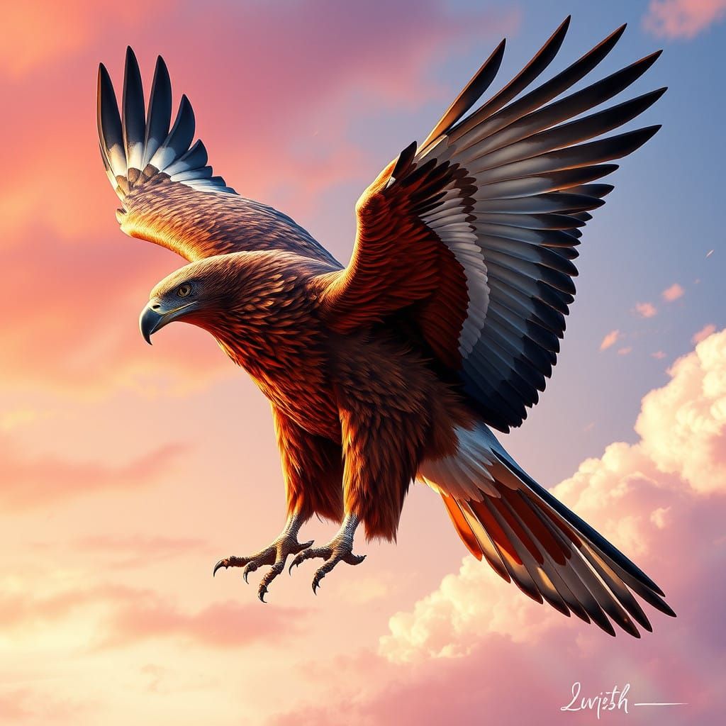 Regal Red Kite Eagle in Dynamic Mid-Shot