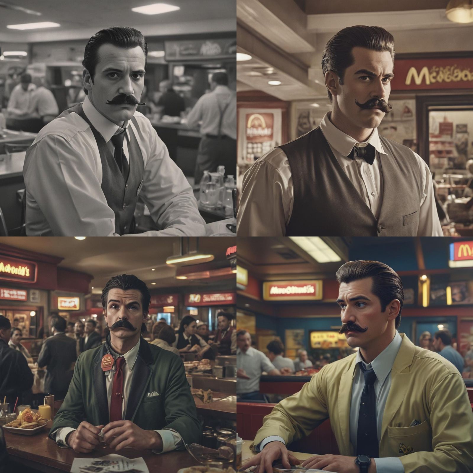 Furious McDonald's Manager Amidst Chaos: Matte Painting