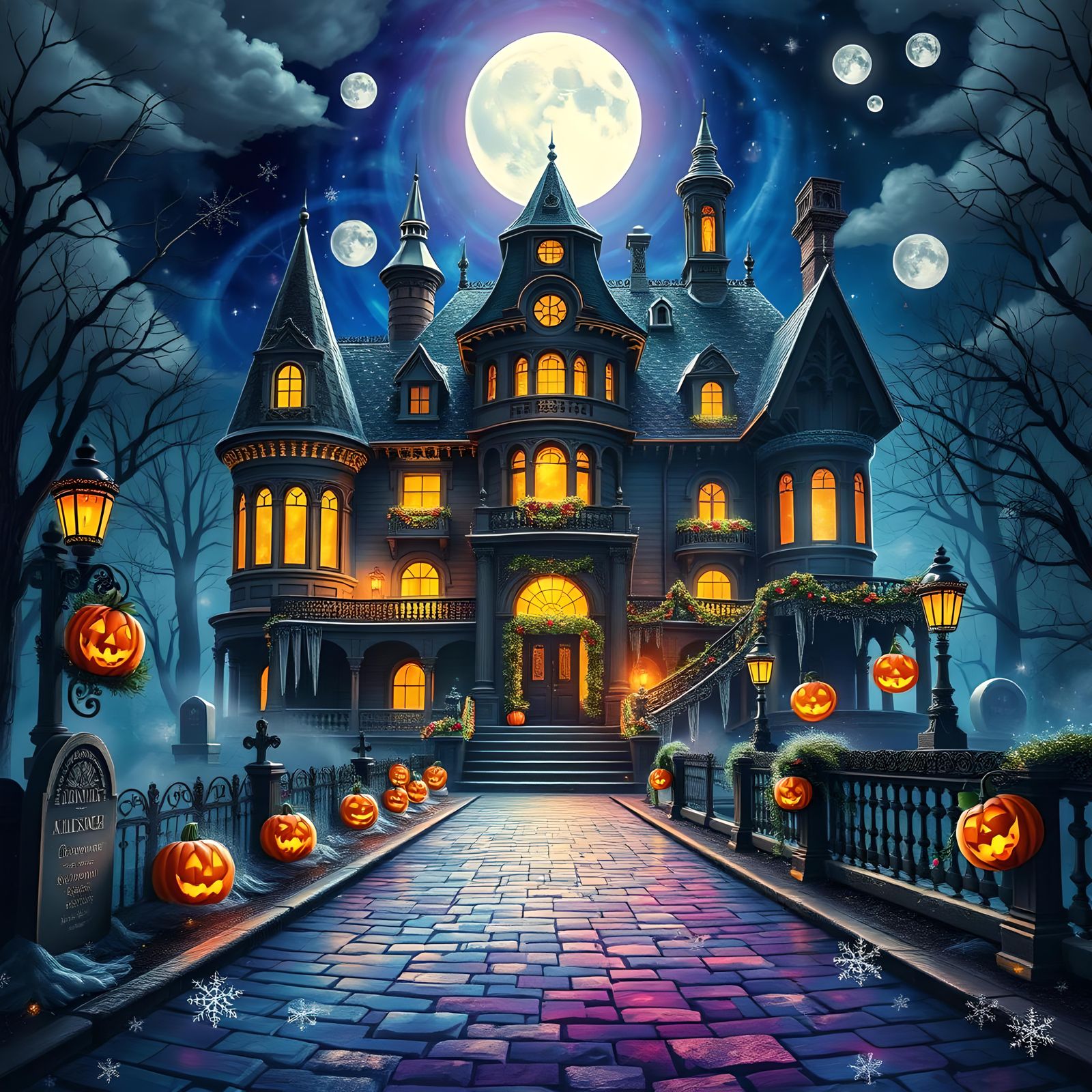 Haunted Mansion Transforms into Winter Wonderland