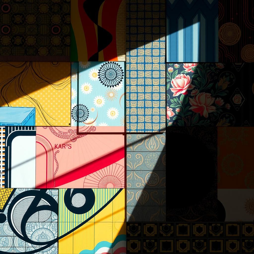 Colorful Wallpaper Collage in Mixed-Media Style