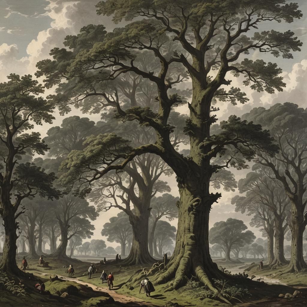 Mythological Scene of Trees Reclaiming Buried Land
