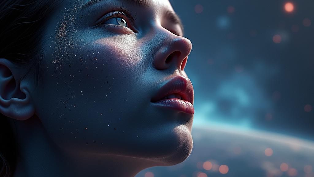 Surreal Cosmic Portrait with Dynamic Space Elements
