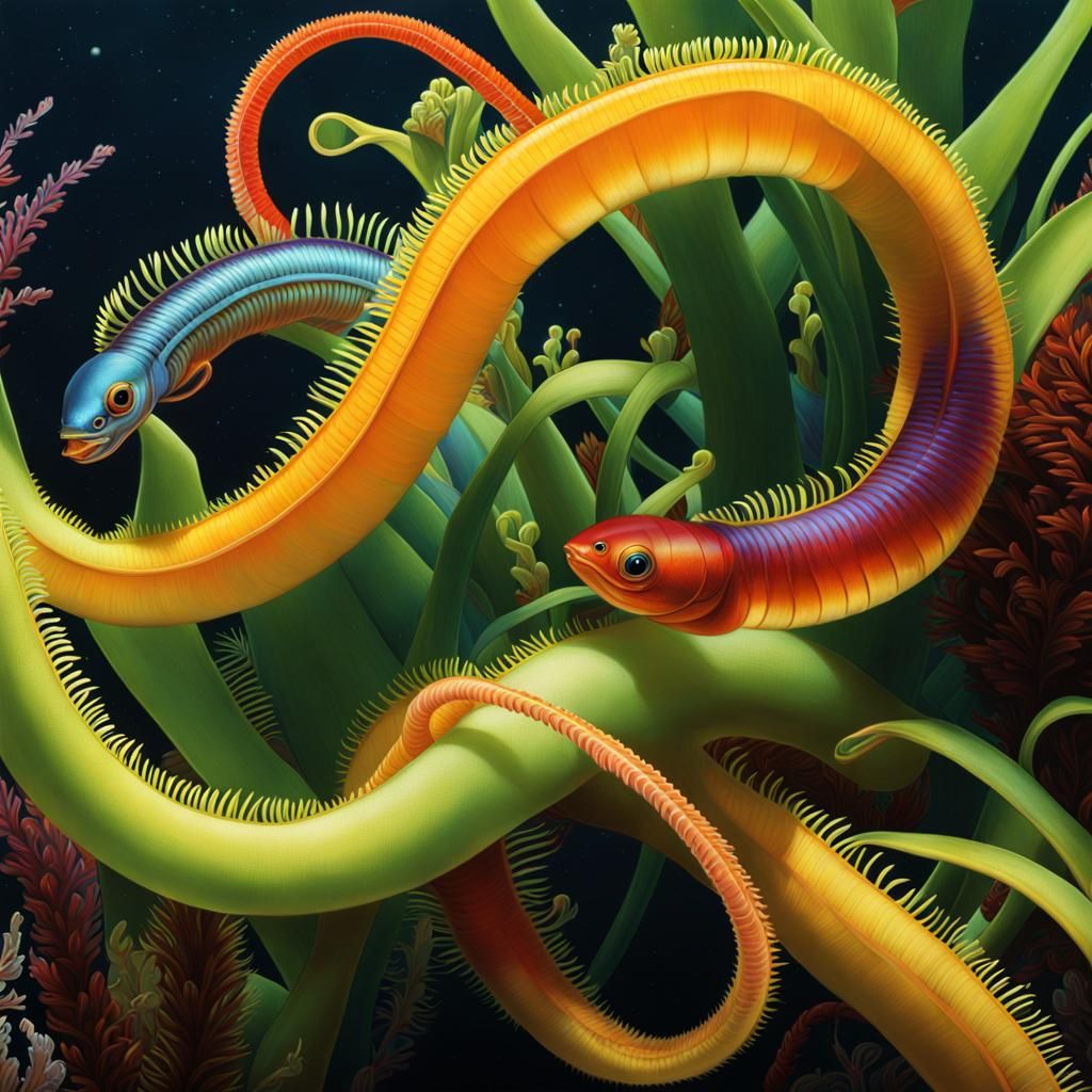 Underwater Worms with Scaled Tails and Carnivorous Reef