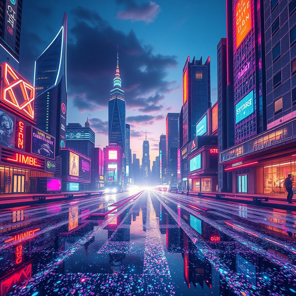 Futuristic Gemstone Cityscape at Dusk