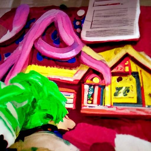 Nerd Boy's Gouache Homework in Candyland Wonderland