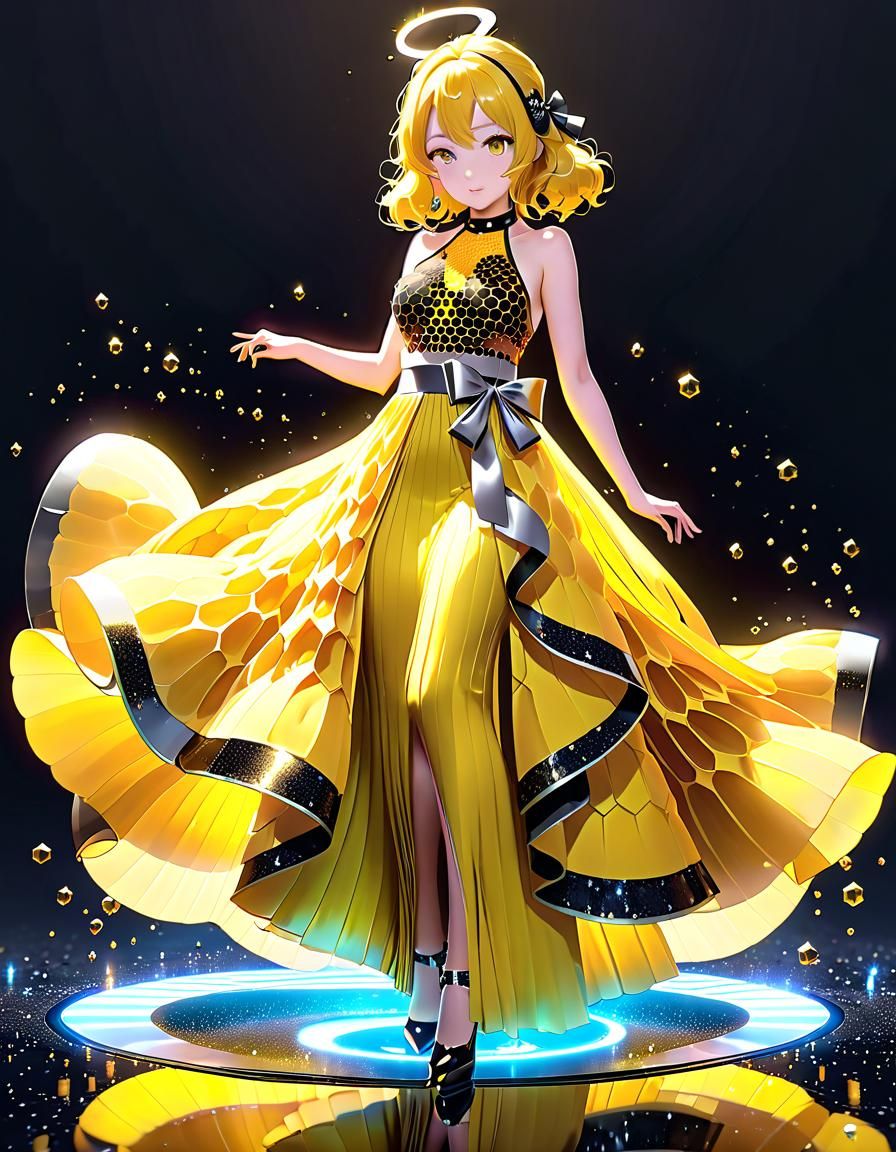 Honeycomb Dress with Glitter Top, 3D Anime Art