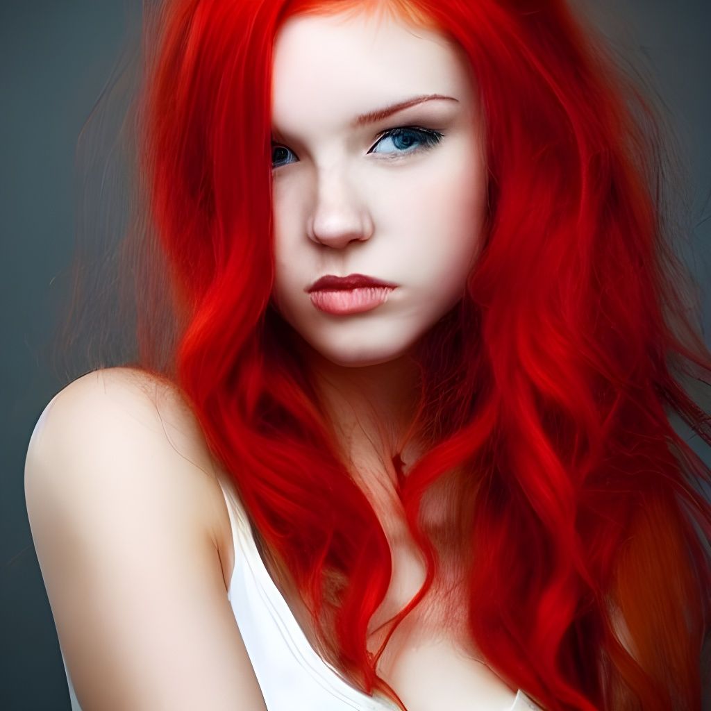 Portrait of a Beautiful Young Woman with Red Hair