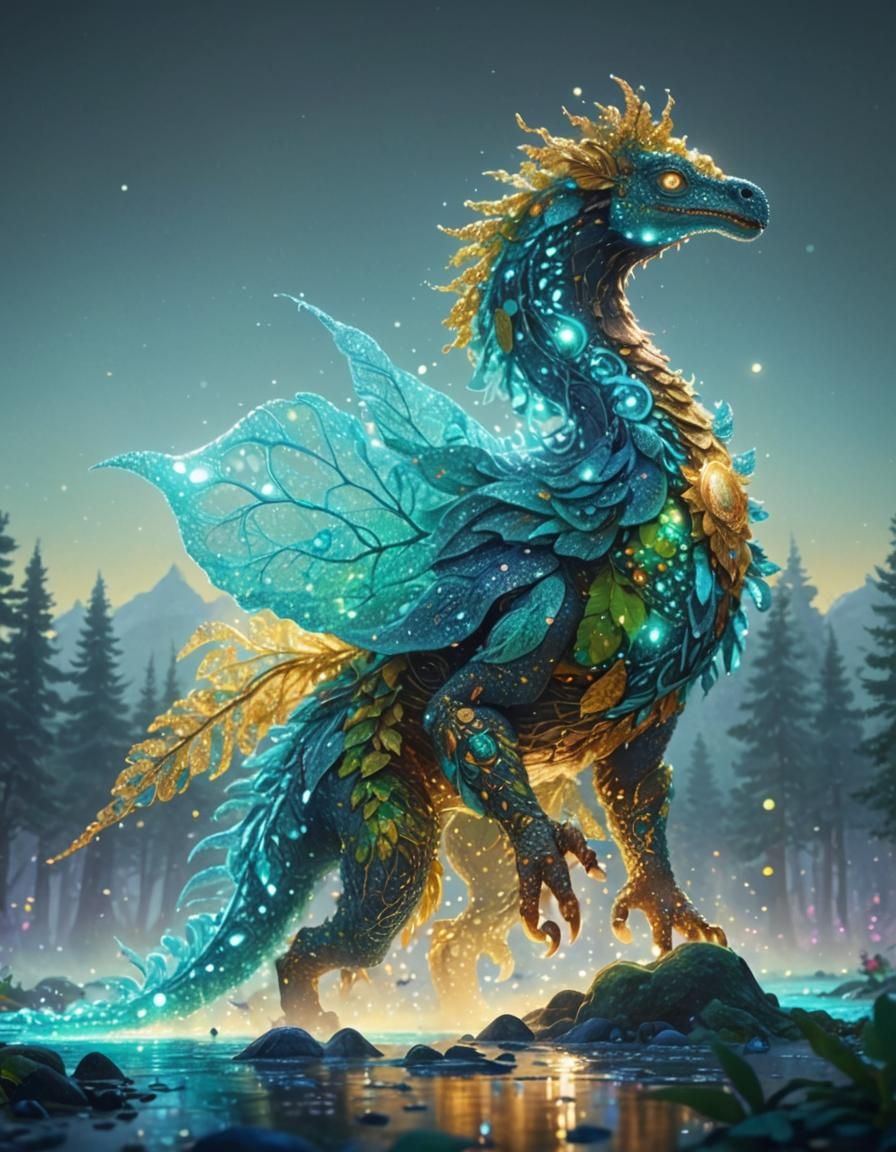 Monster Character in Forest, Pointillism Style