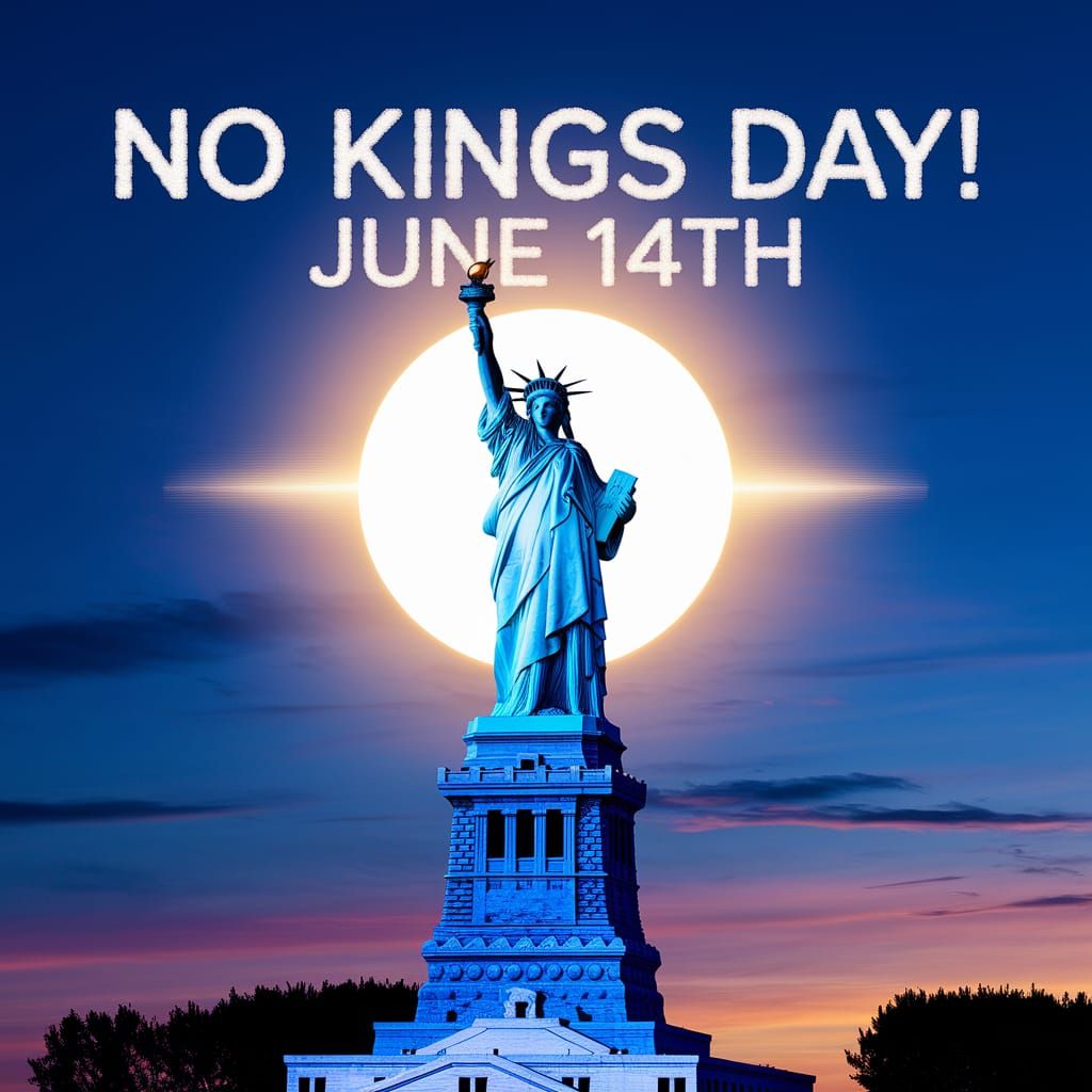 The Statue of Liberty proclaiming No King's Day!