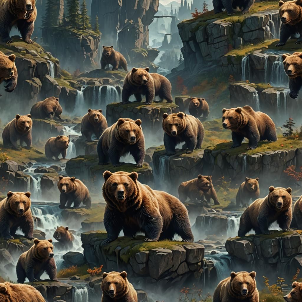 Fantastical Bears in Detailed Matte Painting
