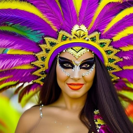 Brunette Girl Dancing at Carnival in Brazil