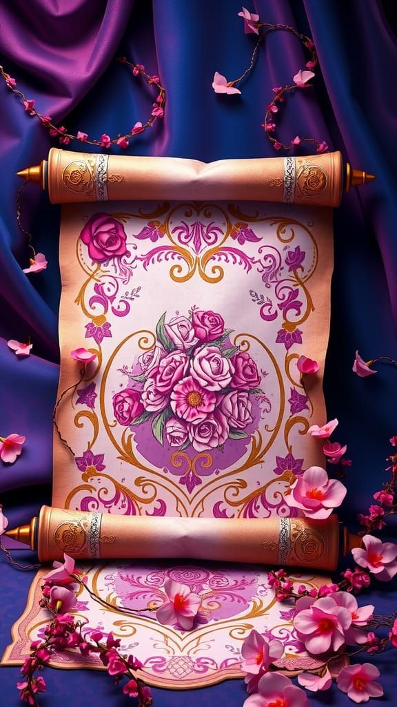 Ethereal Scroll of Love in Vibrant, Swirling Patterns