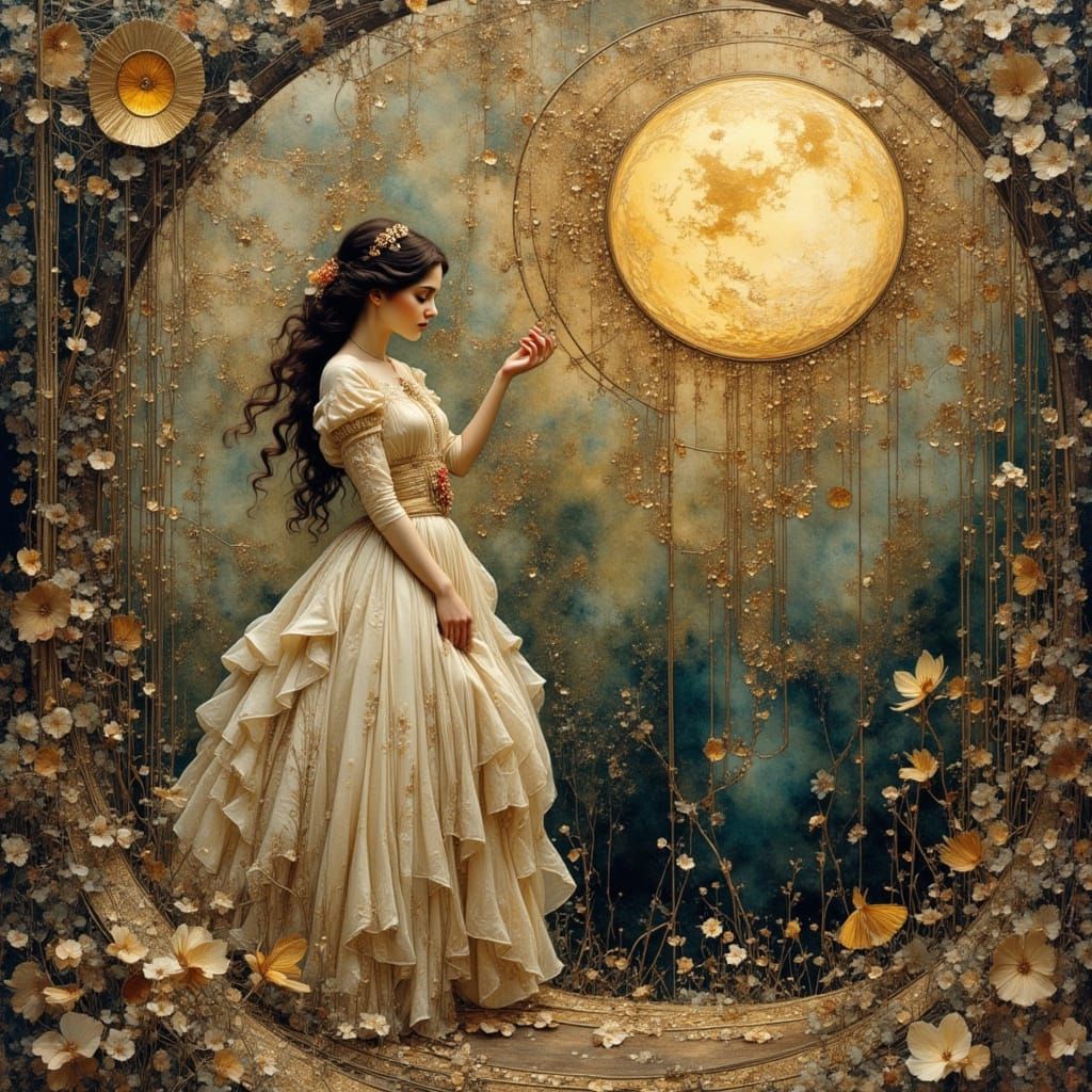 Elegant Marionette in Art Nouveau Watercolor Style