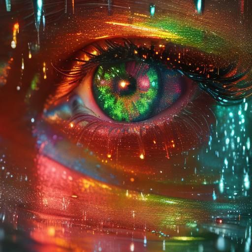 Woman Dancing in Rain: Reflected Neon Art