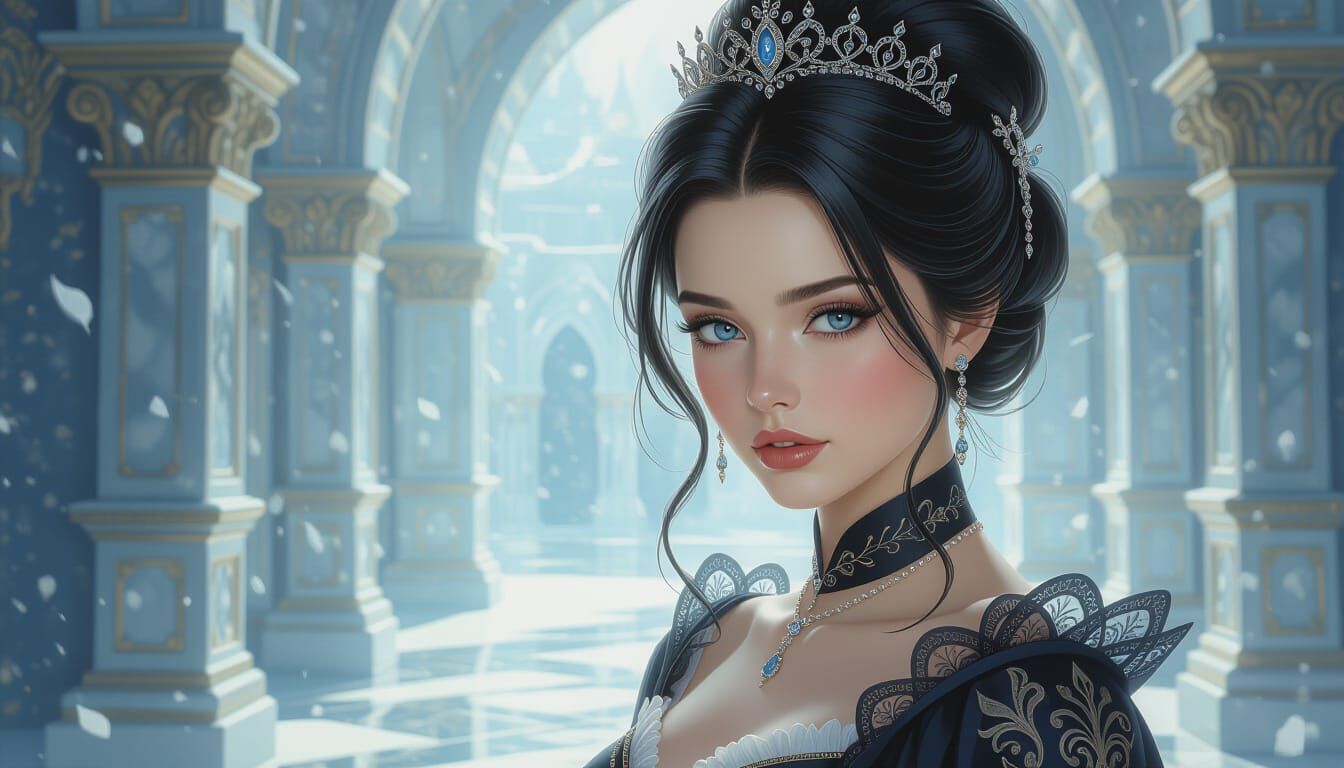 Elegantly Dressed Princess with Striking Features as UHD Pho...