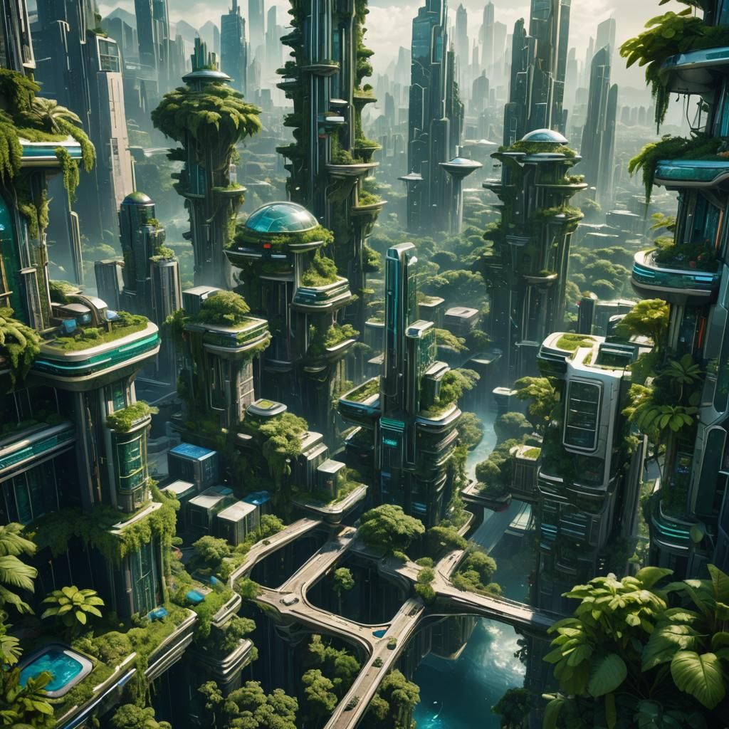 Utopian Harmony: Nature and Technology Intertwined