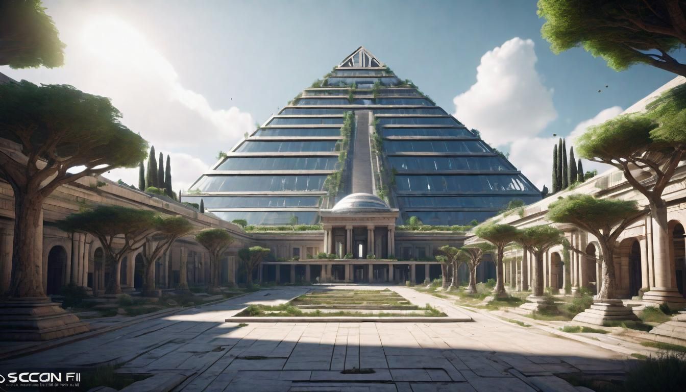 Sci-Fi Eco-Futuristic City with Roman-Inspired Architecture