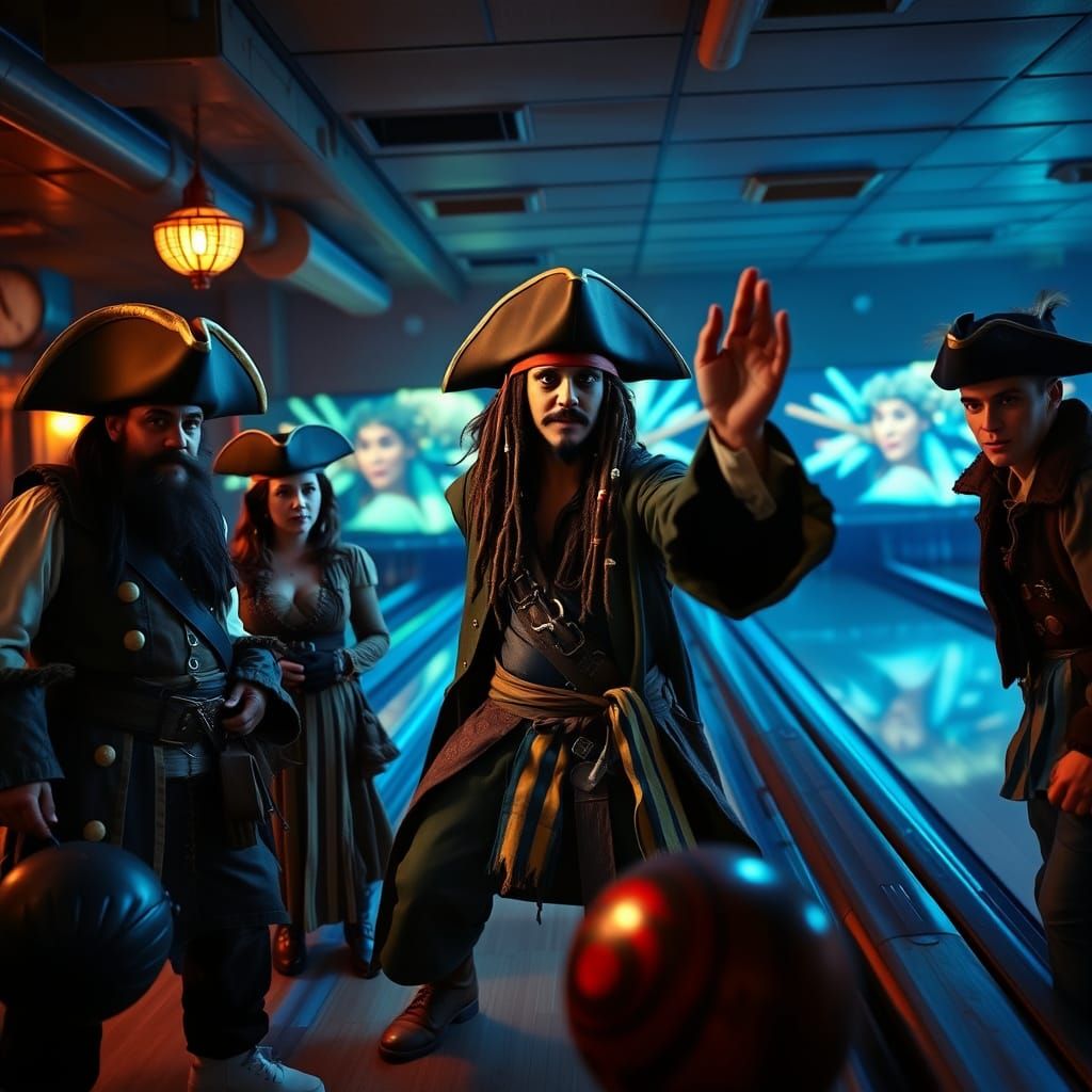 Pirates Bowling in a Vintage Alley, Tim Burton Style